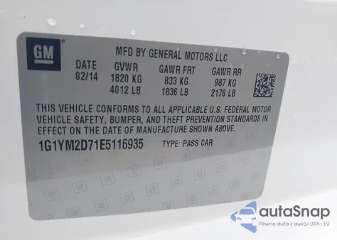 2014 Chevrolet Corvette Stingray Z51 from USA, damaged, VIN 1G1YM2D71E5116935